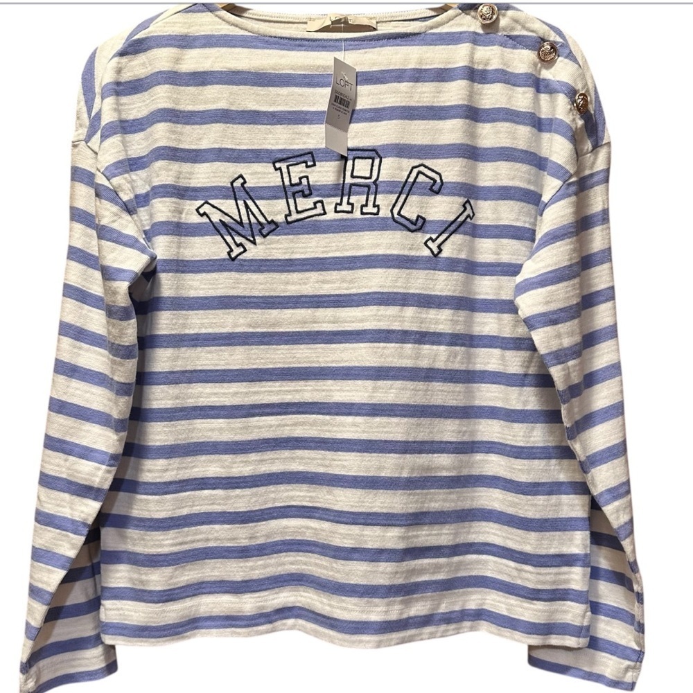 NWT LOFT Woman’s Merci Stripped Long Sleeve Blouse